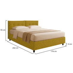 Letto Matrimoniale Giallo Ocra Sfoderabile Contenitore, Dimensione Materasso 160x190 cm - Levice