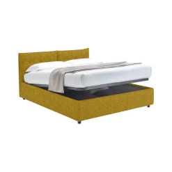 Letto Matrimoniale Giallo Ocra Sfoderabile Contenitore, Dimensione Materasso 160x190 cm - Levice