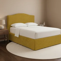 Letti Contenitore > Dmora Letto Matrimoniale Sfoderabile Contenitore, Dimensione Materasso 160x200 cm - Orino Giallo Ocra