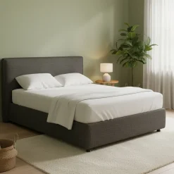 Letto Matrimoniale Grigio Antracite Sfoderabile Contenitore, Dimensione Materasso 160x190 cm Made in Italy - Fasanella