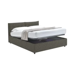 Letto Matrimoniale Grigio Antracite Sfoderabile Contenitore, Dimensione Materasso 160x190 cm Made in Italy - Levice