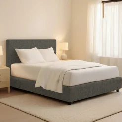 Letto Matrimoniale Grigio Antracite Sfoderabile Contenitore, Dimensione Materasso 160x200 cm Made in Italy - Lenta