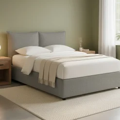 Letti Matrimoniali|Letti Contenitore > Dmora Letto Matrimoniale Sfoderabile Contenitore, Dimensione Materasso 160x190 cm - Colere Grigio Cenere