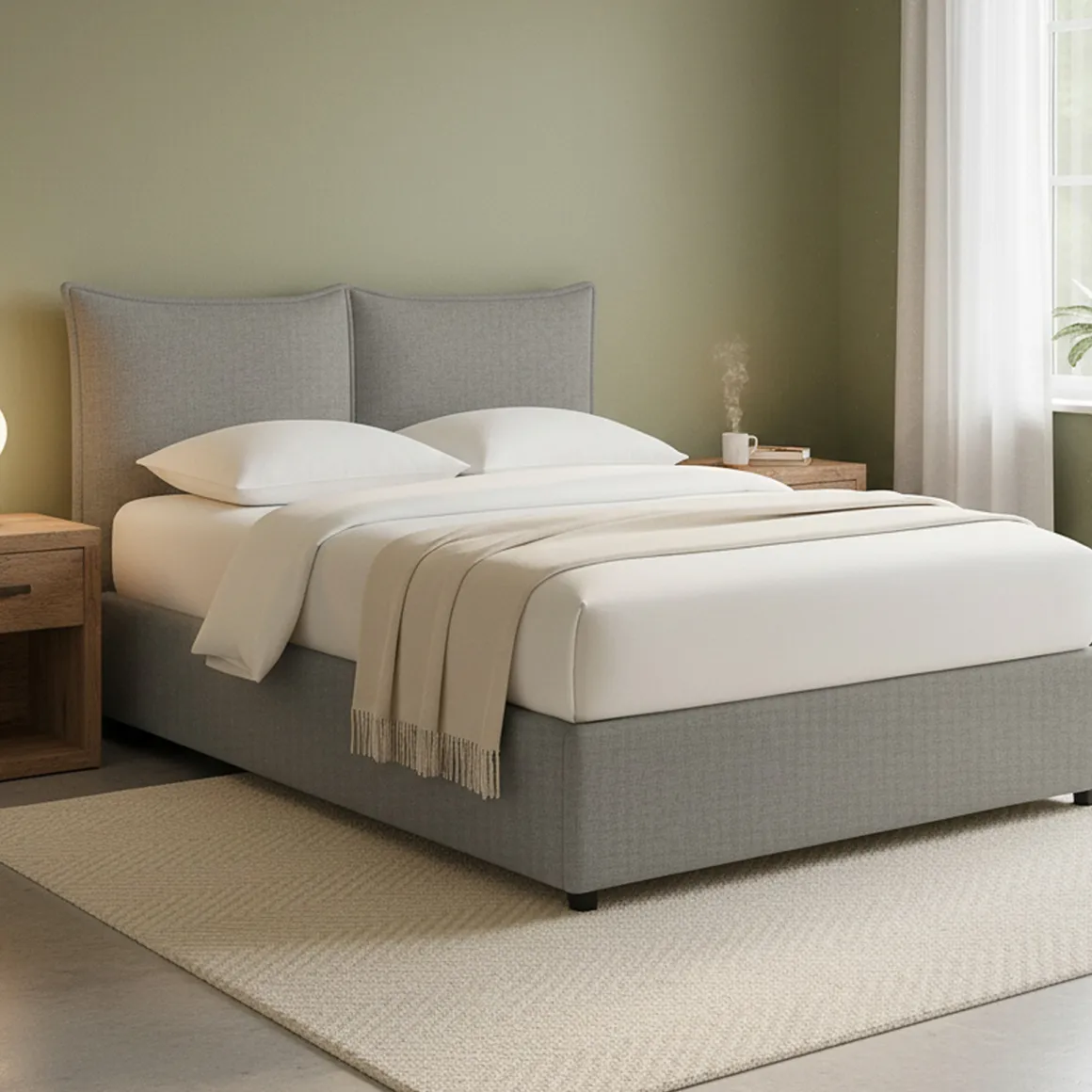 Letto Matrimoniale Grigio Cenere Sfoderabile Contenitore, Dimensione Materasso 160x190 cm - Calcio
