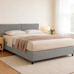 Letto Matrimoniale Grigio Cenere Sfoderabile Contenitore, Dimensione Materasso 160x190 cm - Levice