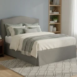Letto Matrimoniale Grigio Cenere Sfoderabile Contenitore, Dimensione Materasso 160x190 cm - Turania