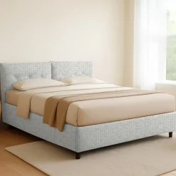 Letti Matrimoniali|Letti Contenitore > Dmora Letto Matrimoniale Sfoderabile Contenitore, Dimensione Materasso 160x190 cm - Lioni Grigio Chiaro
