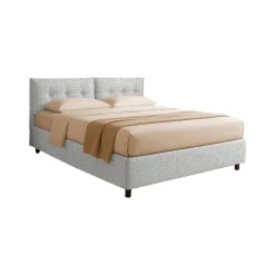 Letti Matrimoniali|Letti Contenitore > Dmora Letto Matrimoniale Sfoderabile Contenitore, Dimensione Materasso 160x190 cm - Lioni Grigio Chiaro