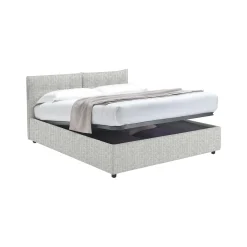 Letto Matrimoniale Grigio Chiaro Sfoderabile Contenitore, Dimensione Materasso 160x190 cm - Levice