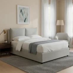 Letti Matrimoniali|Letti Contenitore > Dmora Letto Matrimoniale Sfoderabile Contenitore, Dimensione Materasso 160x190 cm - Soliera Grigio Chiaro