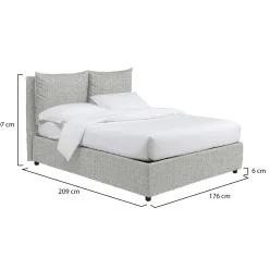 Letto Matrimoniale Grigio Chiaro Sfoderabile Contenitore, Dimensione Materasso 160x200 cm - Davoli
