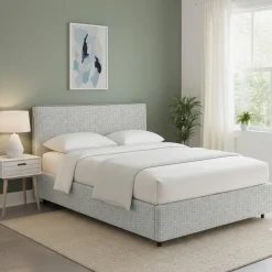 Letto Matrimoniale Grigio Chiaro Sfoderabile Contenitore, Dimensione Materasso 160x200 cm - Peia