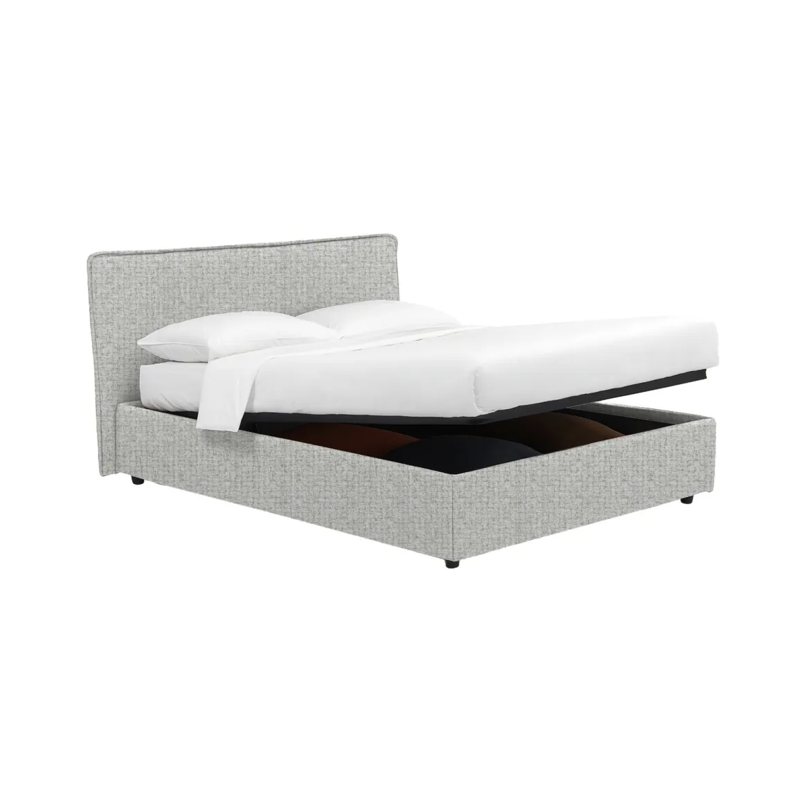 Letto Matrimoniale Grigio Chiaro Sfoderabile Contenitore, Dimensione Materasso 160x200 cm - Peia