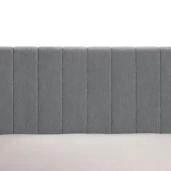 Letto Matrimoniale Grigio Dimensione Materasso 160x200 cm Testiera e Giroletto Imbottiti, Imbottito - Exmouth