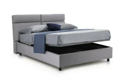 Letto Matrimoniale Grigio Materasso Incluso Sfoderabile, Contenitore Made in Italy - Asica