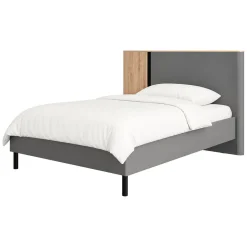 Letti Matrimoniali > Dmora Letto Matrimoniale Grigio Scuro Marrone Rovere Dimensione Materasso 180x200 cm Peso Supportato 200 kg, Matrimoniale - Banff Marrone Rovere, Grigio Scuro