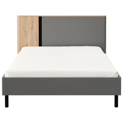 Letti Matrimoniali > Dmora Letto Matrimoniale Grigio Scuro Marrone Rovere Dimensione Materasso 180x200 cm Peso Supportato 200 kg, Matrimoniale - Banff Marrone Rovere, Grigio Scuro
