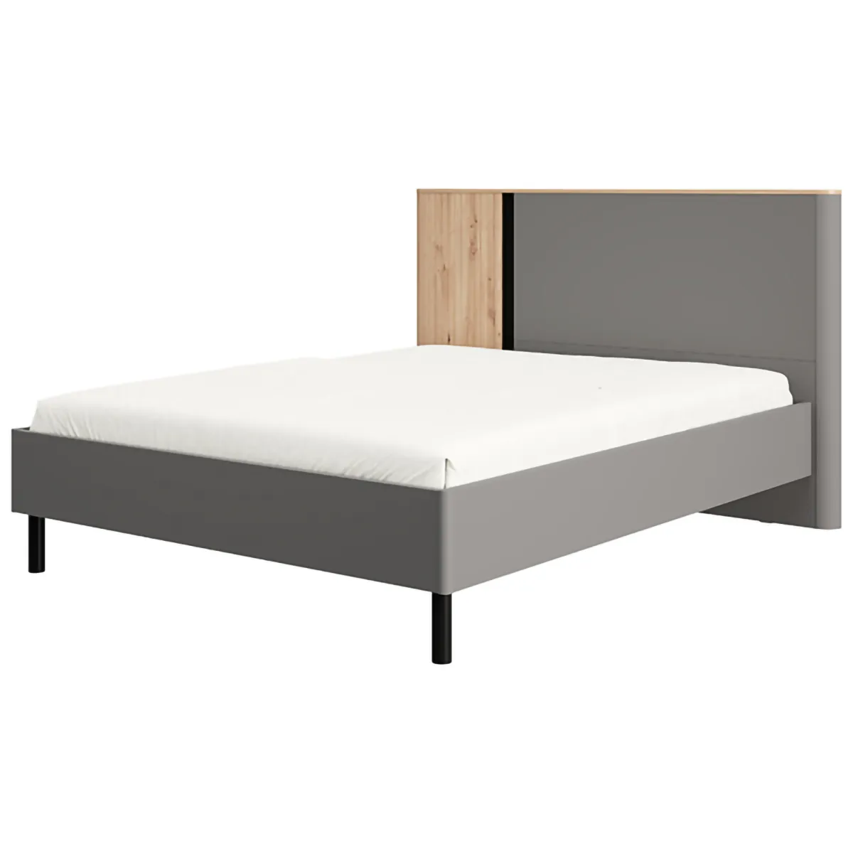 Letti Matrimoniali > Dmora Letto Matrimoniale Grigio Scuro Marrone Rovere Dimensione Materasso 180x200 cm Peso Supportato 200 kg, Matrimoniale - Banff Marrone Rovere, Grigio Scuro