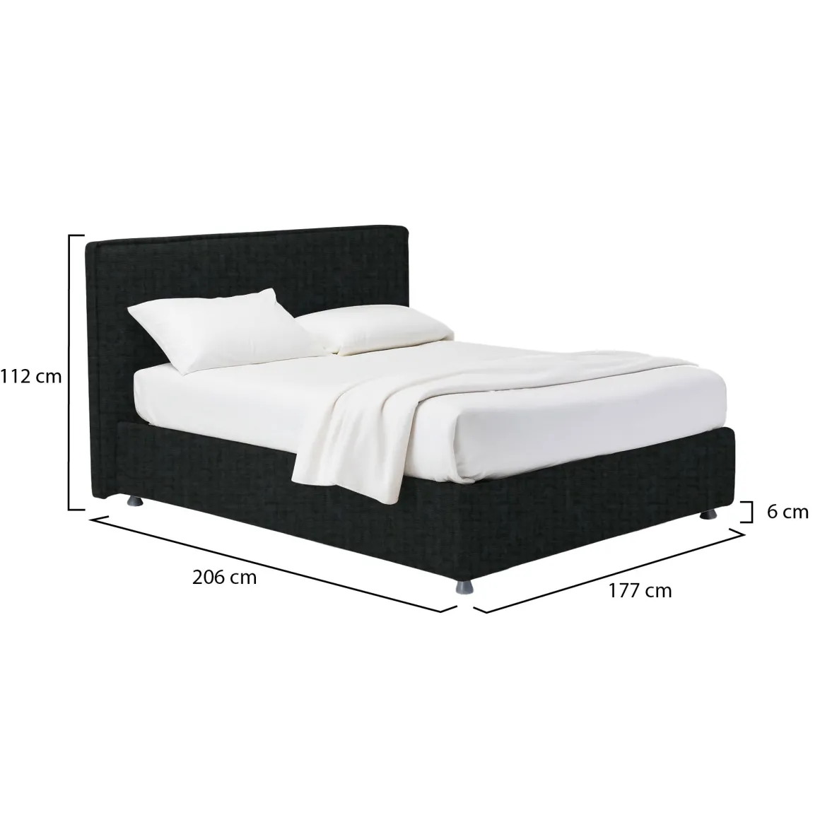 Letti Matrimoniali|Letti Contenitore > Dmora Letto Matrimoniale Sfoderabile Contenitore, Dimensione Materasso 160x190 cm - Issime Grigio Scuro