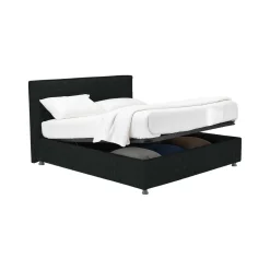 Letti Matrimoniali|Letti Contenitore > Dmora Letto Matrimoniale Sfoderabile Contenitore, Dimensione Materasso 160x190 cm - Issime Grigio Scuro