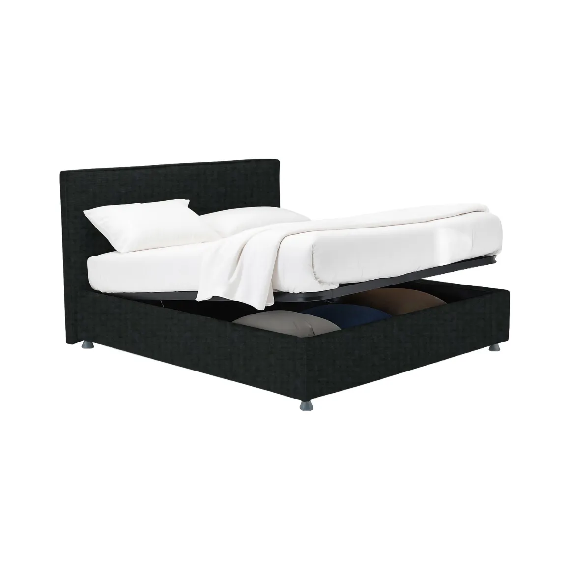 Letti Matrimoniali|Letti Contenitore > Dmora Letto Matrimoniale Sfoderabile Contenitore, Dimensione Materasso 160x190 cm - Issime Grigio Scuro