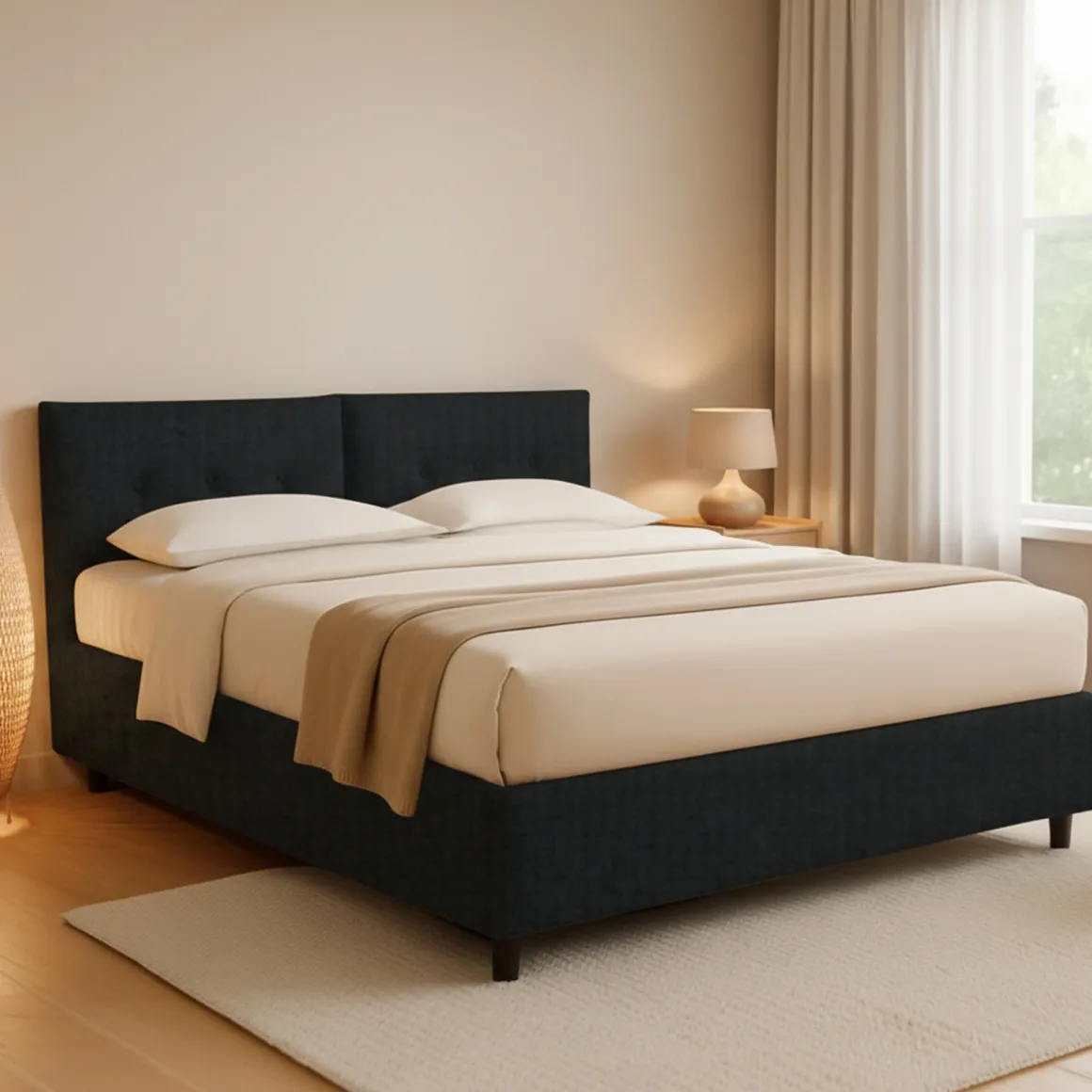 Letti Matrimoniali|Letti Contenitore > Dmora Letto Matrimoniale Sfoderabile Contenitore, Dimensione Materasso 160x190 cm - Lioni Grigio Scuro