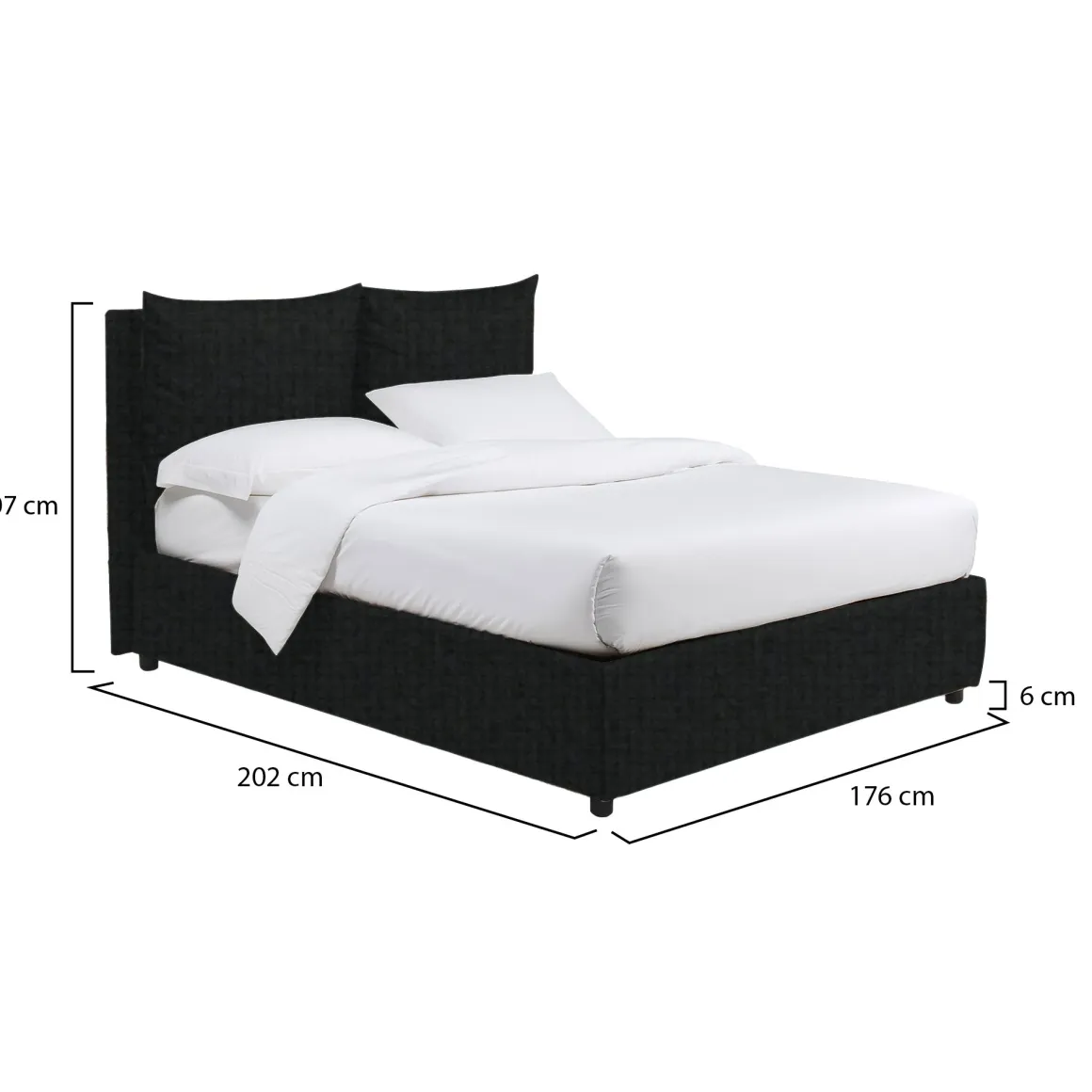 Letti Matrimoniali|Letti Contenitore > Dmora Letto Matrimoniale Sfoderabile Contenitore, Dimensione Materasso 160x190 cm - Soliera Grigio Scuro