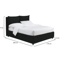 Letti Matrimoniali|Letti Contenitore > Dmora Letto Matrimoniale Sfoderabile Contenitore, Dimensione Materasso 160x200 cm - Frinco Grigio Scuro