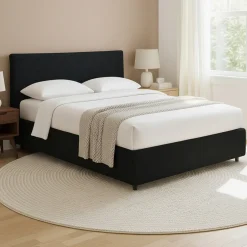 Letto Matrimoniale Grigio Scuro Sfoderabile Contenitore, Dimensione Materasso 160x200 cm - Peia