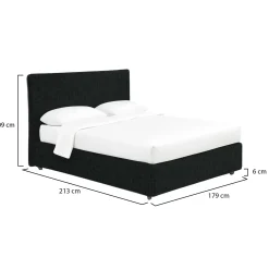 Letto Matrimoniale Grigio Scuro Sfoderabile Contenitore, Dimensione Materasso 160x200 cm - Peia