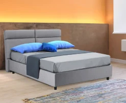 Letto Matrimoniale Grigio Sfoderabile Contenitore, Dimensione Materasso 160x190 cm Made in Italy - Alcatron