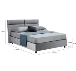 Letto Matrimoniale Grigio Sfoderabile Contenitore, Dimensione Materasso 160x190 cm Made in Italy - Alcatron