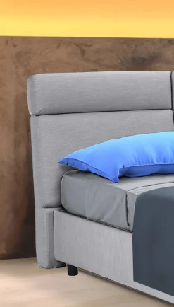 Letto Matrimoniale Grigio Sfoderabile Contenitore, Dimensione Materasso 160x190 cm Made in Italy - Alcatron