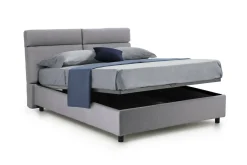 Letto Matrimoniale Grigio Sfoderabile Contenitore, Dimensione Materasso 160x190 cm Made in Italy - Alcatron
