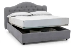 Letto Matrimoniale Grigio Sfoderabile Contenitore, Dimensione Materasso 160x200 cm Made in Italy - Aly