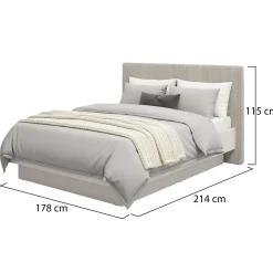 Letto Matrimoniale Grigio Tortora Testiera Imbottita Effetto Velluto Dimensione Materasso 160x200 cm, Peso Supportato 200 kg - Caprezzo