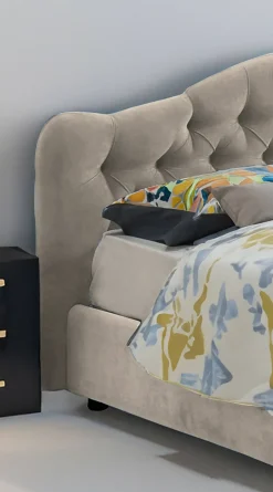 Letto Matrimoniale Grigio Tortora Materasso Incluso Sfoderabile, Contenitore Made in Italy - Alfer