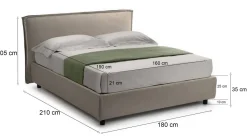 Letto Matrimoniale Grigio Tortora Materasso Incluso Sfoderabile, Contenitore Made in Italy - Bruzolo