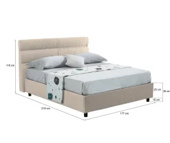 Letti Matrimoniali > Dmora Letto Matrimoniale  Sfoderabile Contenitore, Dimensione Materasso 160x190 cm Made in Italy - Brolo Grigio Tortora