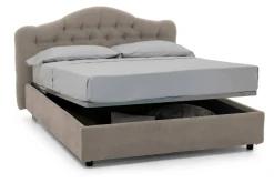 Letto Matrimoniale Grigio Tortora Sfoderabile Contenitore, Dimensione Materasso 160x200 cm Made in Italy - Aly