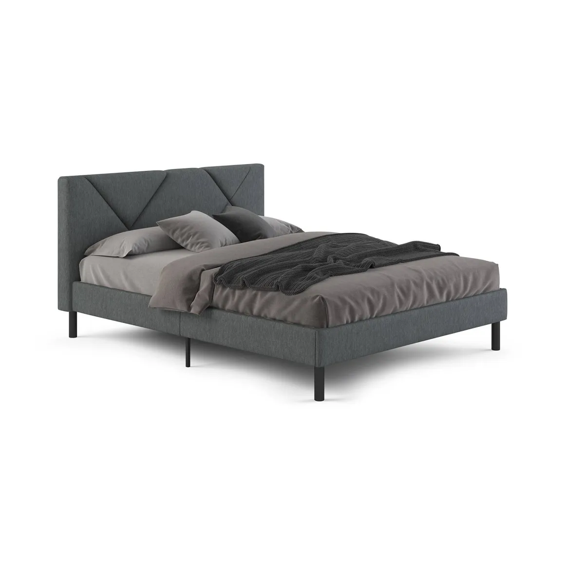 Letto matrimoniale grigio 169x204cm imbottito - Morpheus