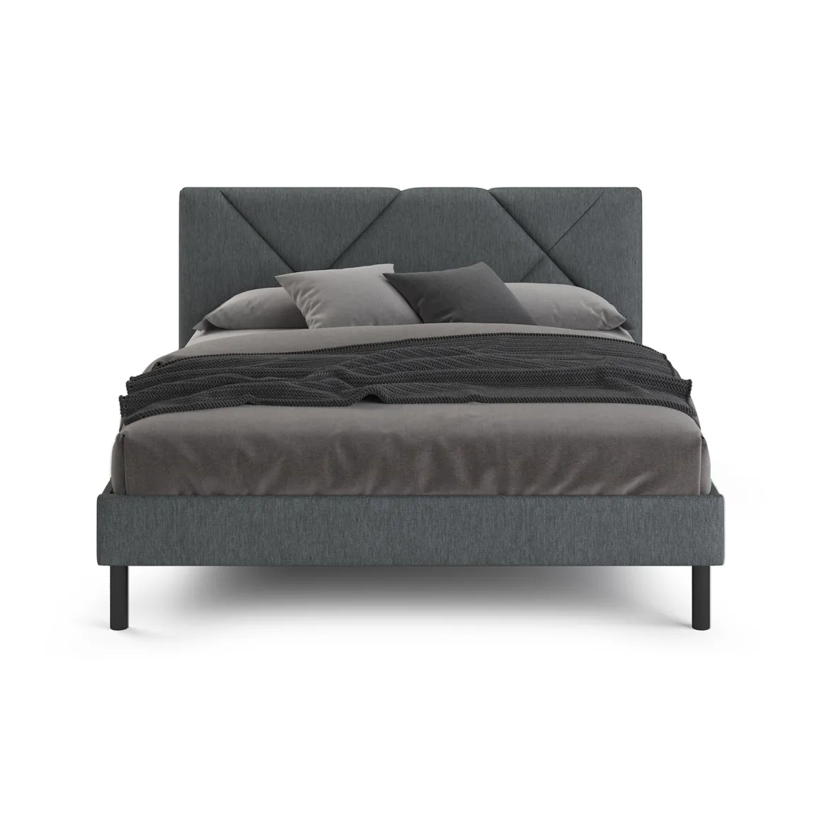 Letto matrimoniale grigio 169x204cm imbottito - Morpheus