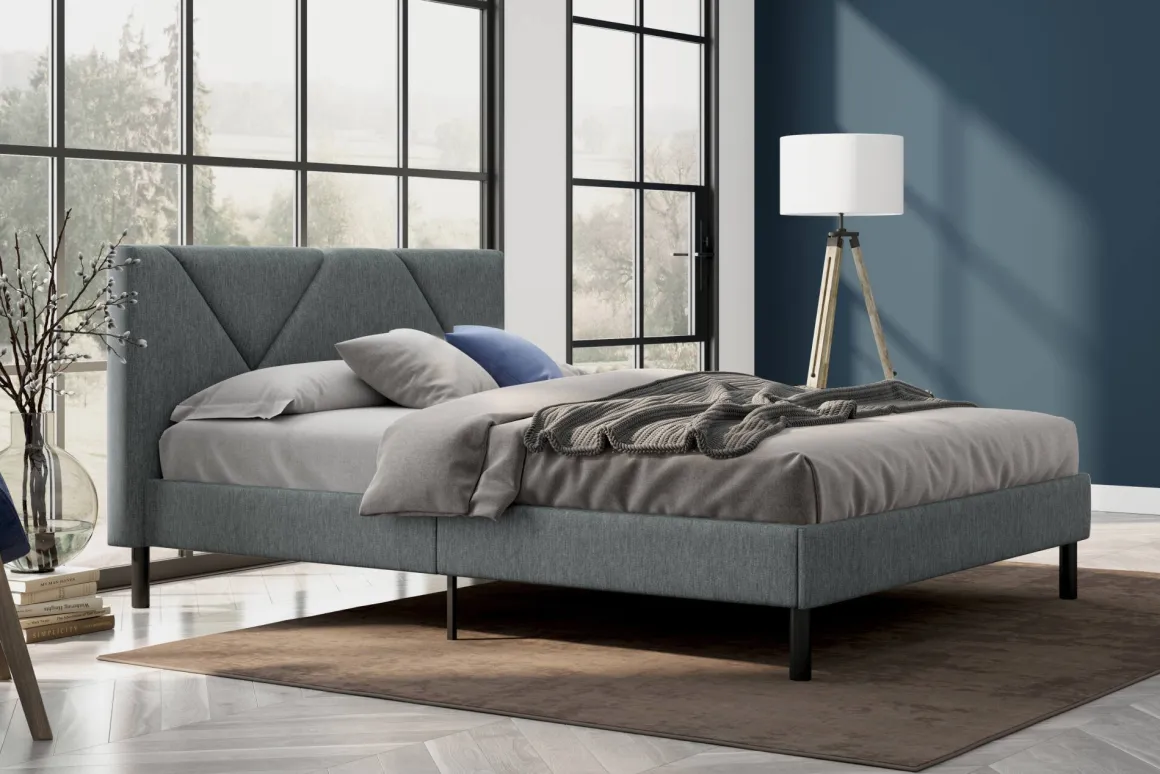 Letto matrimoniale grigio 169x204cm imbottito - Morpheus