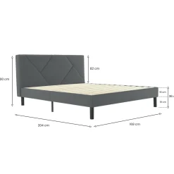 Letto matrimoniale grigio 169x204cm imbottito - Morpheus