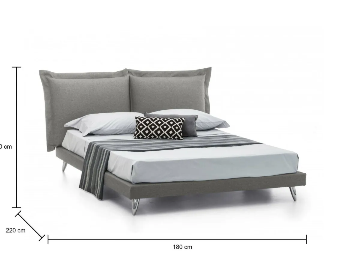 Letti Matrimoniali > Dmora Letto matrimoniale 199x210cm - Fusi Grigio