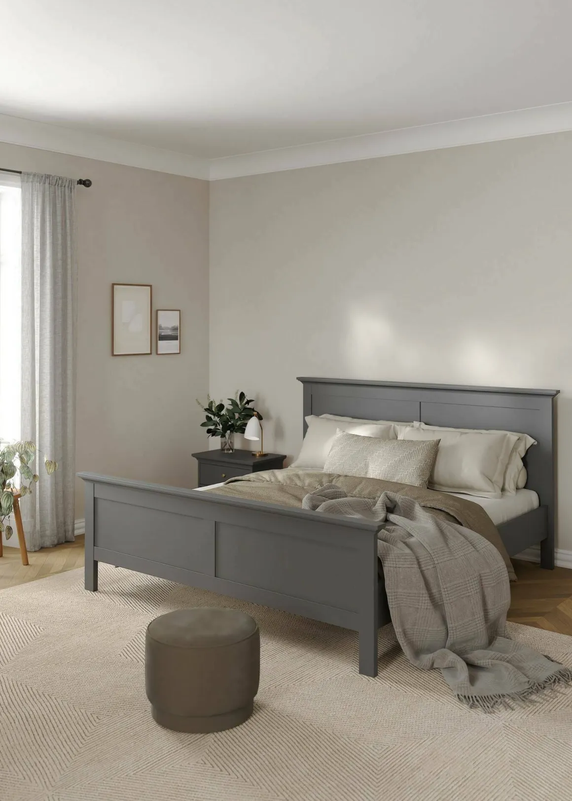 Letto matrimoniale grigio 199x210cm rete inclusa - Abies