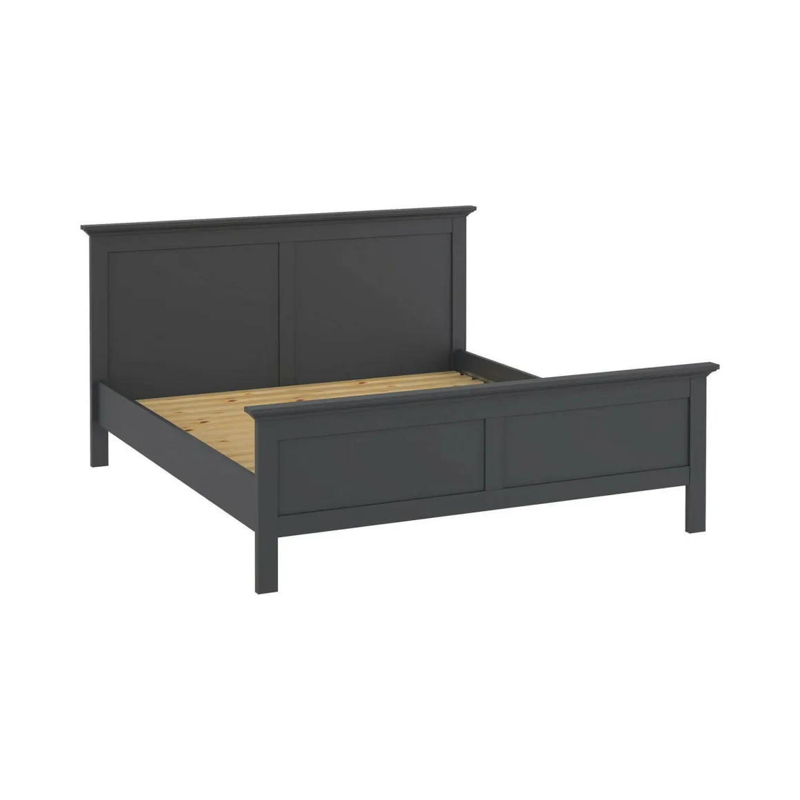 Letto matrimoniale grigio 199x210cm rete inclusa - Abies