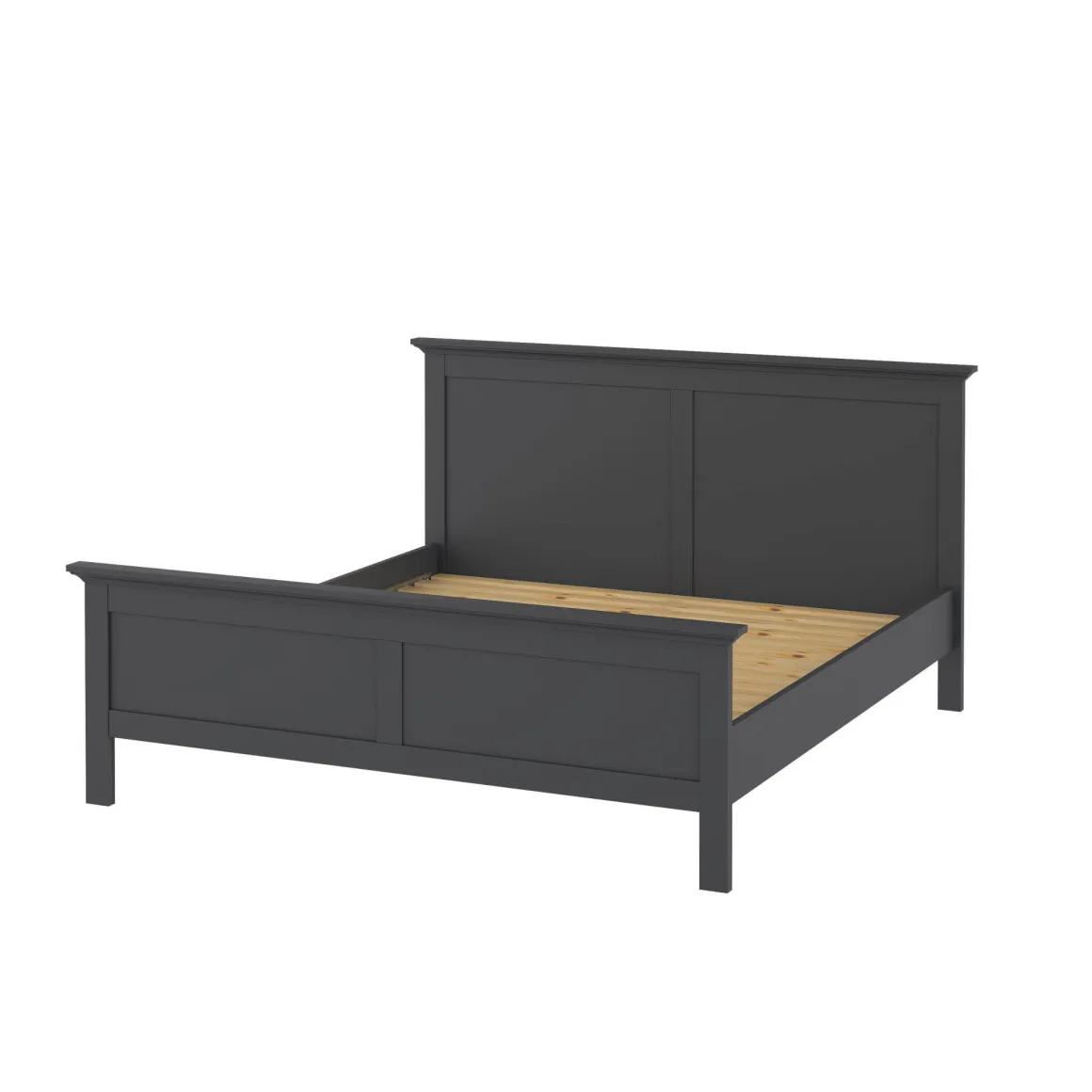 Letto matrimoniale grigio 199x210cm rete inclusa - Abies