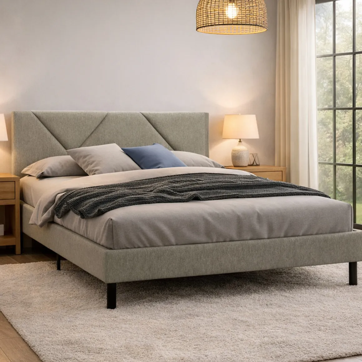 Letto matrimoniale Hypnos, 160x200 cm, Tortora