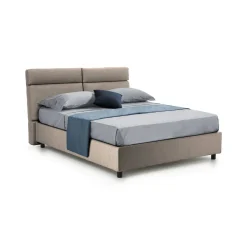 Letto Matrimoniale in Tessuto Grigio Tortora